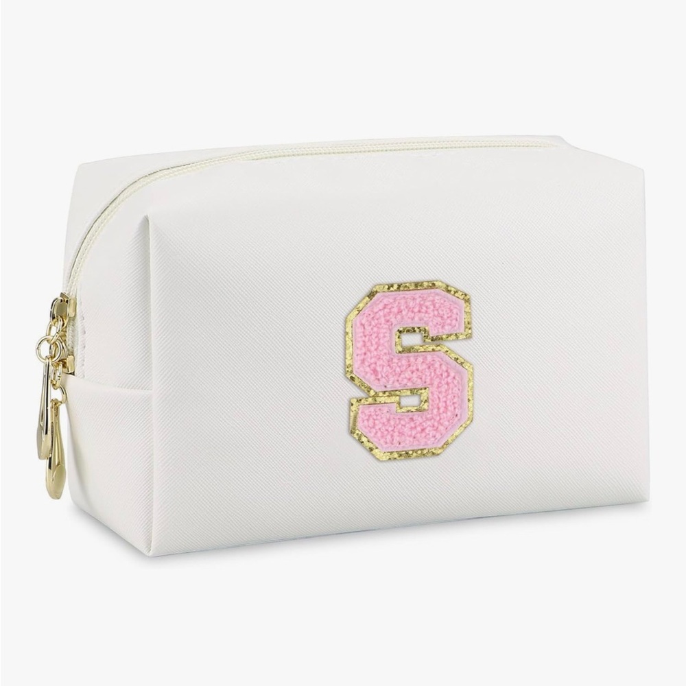 White and Pink Letter S Monogrammed Women's Bag